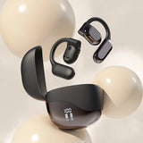Black Open Ear Bluetooth 5.3 Headphones - Non-In-Ear, Ear Hook, Wireless Sports