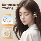 Black Open Ear Bluetooth 5.3 Headphones - Non-In-Ear, Ear Hook, Wireless Sports - Side View