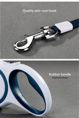 Gray 3M Pet Leash Retractable - Tangle-Free, Extendable Pet Leash for Walking - Rear View