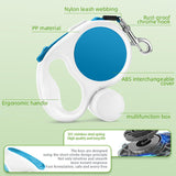 Light blue 5M Retractable Dog Leash - With Small Box, Suitable For Small And Medium Dogs - Front View