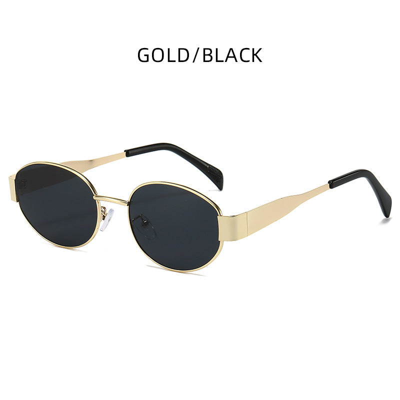 Gold + Black 2-PCS Retro Oval Sunglasses with UV Protection for Men & Women