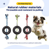 Blue Interactive Tire Rope Dog Toy - Heavy Duty Chew Toy for Dental Health & Play - Front View