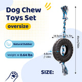 Blue Interactive Tire Rope Dog Toy - Heavy Duty Chew Toy for Dental Health & Play - 45-Degree Angle