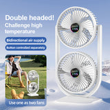 Purple Dual Head USB Rechargeable Desk Fan - Portable Double Air Circulator - Rear View
