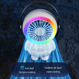 Green Astronaut Portable Fan - USB Rechargeable Desk Fan with RGB Night Light - Side View