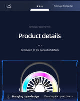 Green Astronaut Portable Fan - USB Rechargeable Desk Fan with RGB Night Light - 45-Degree Angle