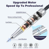 White Portable Electric Nail Drill - Rechargeable, Adjustable Speed, Low Vibration - Top-Down View