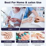 Pink+Blue Portable Electric Nail Drill - Rechargeable, Adjustable Speed, Low Vibration