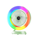 Green RGB Desktop Fan - USB Rechargeable, 3-Speed, 180? Adjustable, LED Light