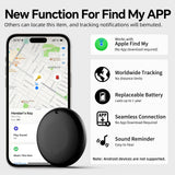 (Round Black) Mini GPS Tracker - Apple Find My Enabled, Key Finder, Wallet Locator, Anti-Theft Tag