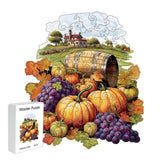 Purple grapes Thanksgiving Wooden Puzzle - Vegetable & Fruit Design, Home Decor, Educational Toy (Size S) - Side View