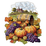 Purple grapes Thanksgiving Wooden Puzzle - Vegetable & Fruit Design, Home Decor, Educational Toy (Size L)