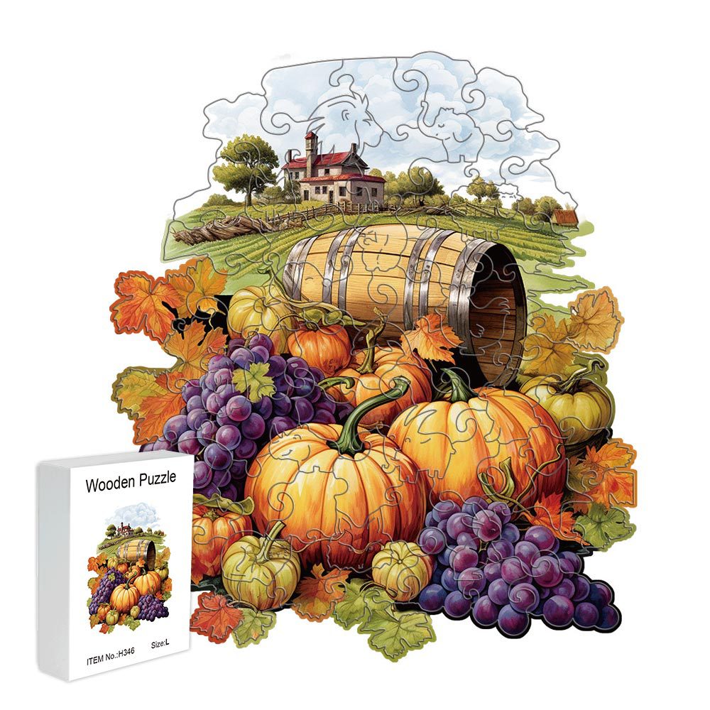 Purple grapes Thanksgiving Wooden Puzzle - Vegetable & Fruit Design, Home Decor, Educational Toy (Size L)