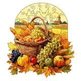 Fruit and vegetable basket Thanksgiving Wooden Puzzle - Vegetable & Fruit Design, Home Decor, Educational Toy (Size M)