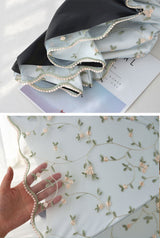 Ivy apricot yellow Elegant Lace Parasol - UV Protection, Sun & Rain Umbrella, Tri-Fold Design - Front View