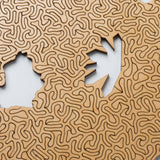 Red Algorithmic Agate Jigsaw Puzzle - 164 Unique Wooden Pieces - Top-Down View