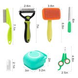 Green 8-Piece Pet Grooming Tool Set - Brushes, Nail Clippers & More - Front View