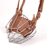 Brown Metal Basket Dog Muzzle - Anti-Bite & Anti-Barking - L - Front View