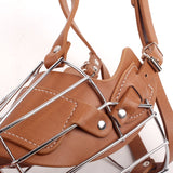 Brown Metal Basket Dog Muzzle - Anti-Bite & Anti-Barking - L - Top-Down View