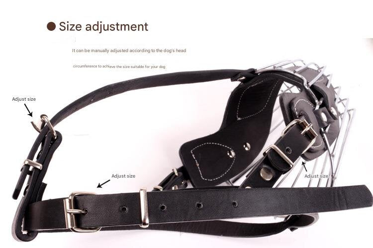 Black Metal Basket Dog Muzzle - Anti-Bite & Anti-Barking - XXL