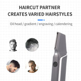 Grey Men's electric hair trimmer with retractable design and USB charging - Front View