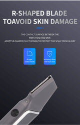 Grey Men's electric hair trimmer with retractable design and USB charging - Top-Down View