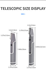 Grey Men's electric hair trimmer with retractable design and USB charging - 45-Degree Angle