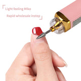 White Mini Electric Nail Polisher with USB Charging and 5 Grinding Heads - Front View
