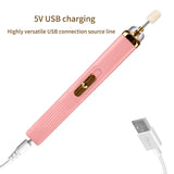 White Mini Electric Nail Polisher with USB Charging and 5 Grinding Heads - Side View