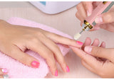 White Mini Electric Nail Polisher with USB Charging and 5 Grinding Heads - Close-Up Angle