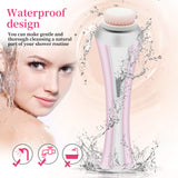 Pink Rechargeable Facial Cleansing Brush Kit with 4 Heads & Charging Dock - Front View