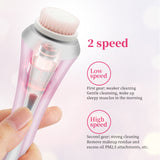 Green Rechargeable Facial Cleansing Brush Kit with 4 Heads & Charging Dock - Side View