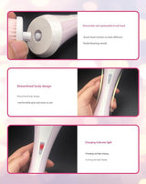 Green Rechargeable Facial Cleansing Brush Kit with 4 Heads & Charging Dock - Low Angle