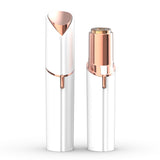 White Mini Lipstick Electric Shaver - USB Rechargeable Facial Hair Remover - Front View