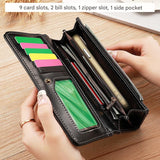 Pink Classic Long Bifold Wallet for Women - Large Capacity Card Holder - Front View