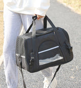 Portable Pet Bag for Small Dogs and Cats - Black Travel Tote with Pet Mat (44x25x28cm) - Front View