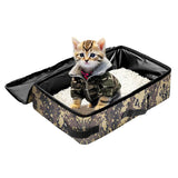 Camouflage Portable Foldable Cat Litter Box - Waterproof Travel Litter Pan for Cats - Front View
