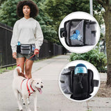 Multi-Function Dog Training Belt Bag with Water Bottle Holder - Grey - Top-Down View