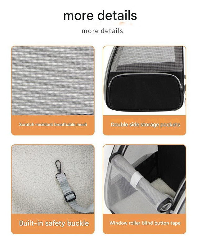 Black Foldable Pet Carrier Backpack - Breathable Mesh Travel Bag for Cats & Small Dogs