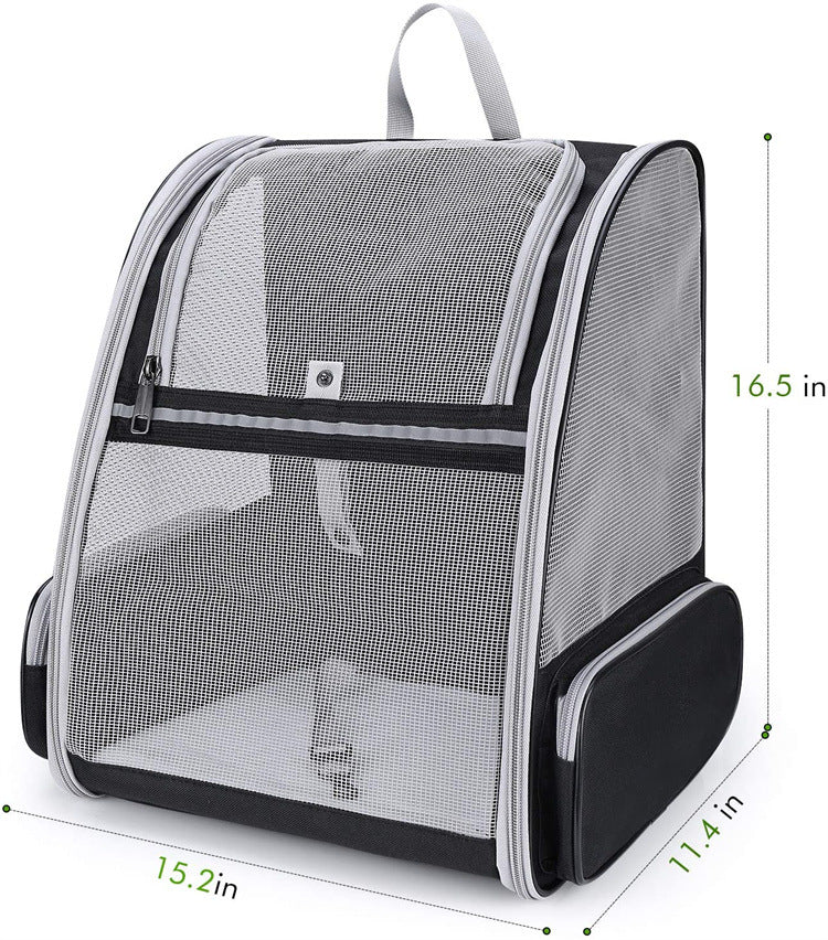 Black Foldable Pet Carrier Backpack - Breathable Mesh Travel Bag for Cats & Small Dogs