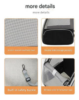Gray Foldable Pet Carrier Backpack - Breathable Mesh Travel Bag for Cats & Small Dogs - Side View