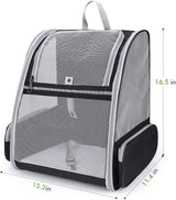 Gray Foldable Pet Carrier Backpack - Breathable Mesh Travel Bag for Cats & Small Dogs - Top-Down View