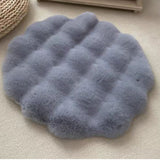 Gray Plush Round Cat Mat - Soft Faux Fur Sleeping Pad (40cm Diameter) - Front View