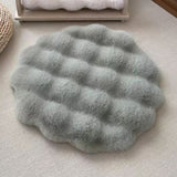 Matcha color Plush Round Cat Mat - Soft Faux Fur Sleeping Pad (40cm Diameter) - Side View