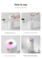White 300ml USB Air Humidifier - Quiet Mini Humidifier for Bedroom, Office, Car - Close-Up Angle