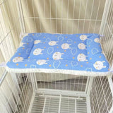 Tie-On Cat Cage Platform Pad - Rabbit pattern on Blue background (30x75cm) - Front View
