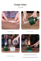 White Retro Kerosene Lamp Humidifier - Rechargeable Cool Mist Maker with Dimmable Light - Extra Image