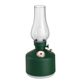 Green Retro Kerosene Lamp Humidifier - Rechargeable Cool Mist Maker with Dimmable Light