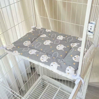 Cat Cage Platform Mat - Rabbit pattern on Gray background (40x60cm)