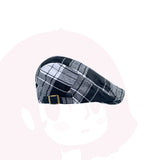 2-PCS Black Lightweight Checkered Flat Cap - Adjustable Retro Driver Hat for Men & Women - Front View
